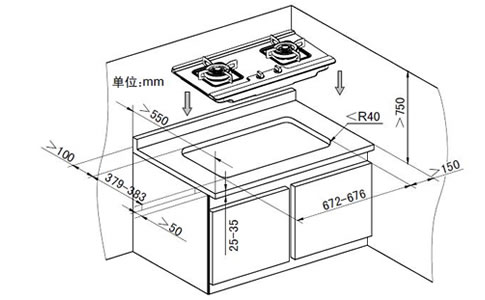 JZT(R.Y)-AKC901燃气灶外观尺寸 开孔尺寸