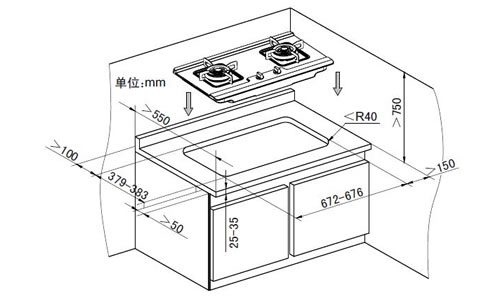 JZT(R.Y)-AKC801燃气灶外观尺寸 开孔尺寸